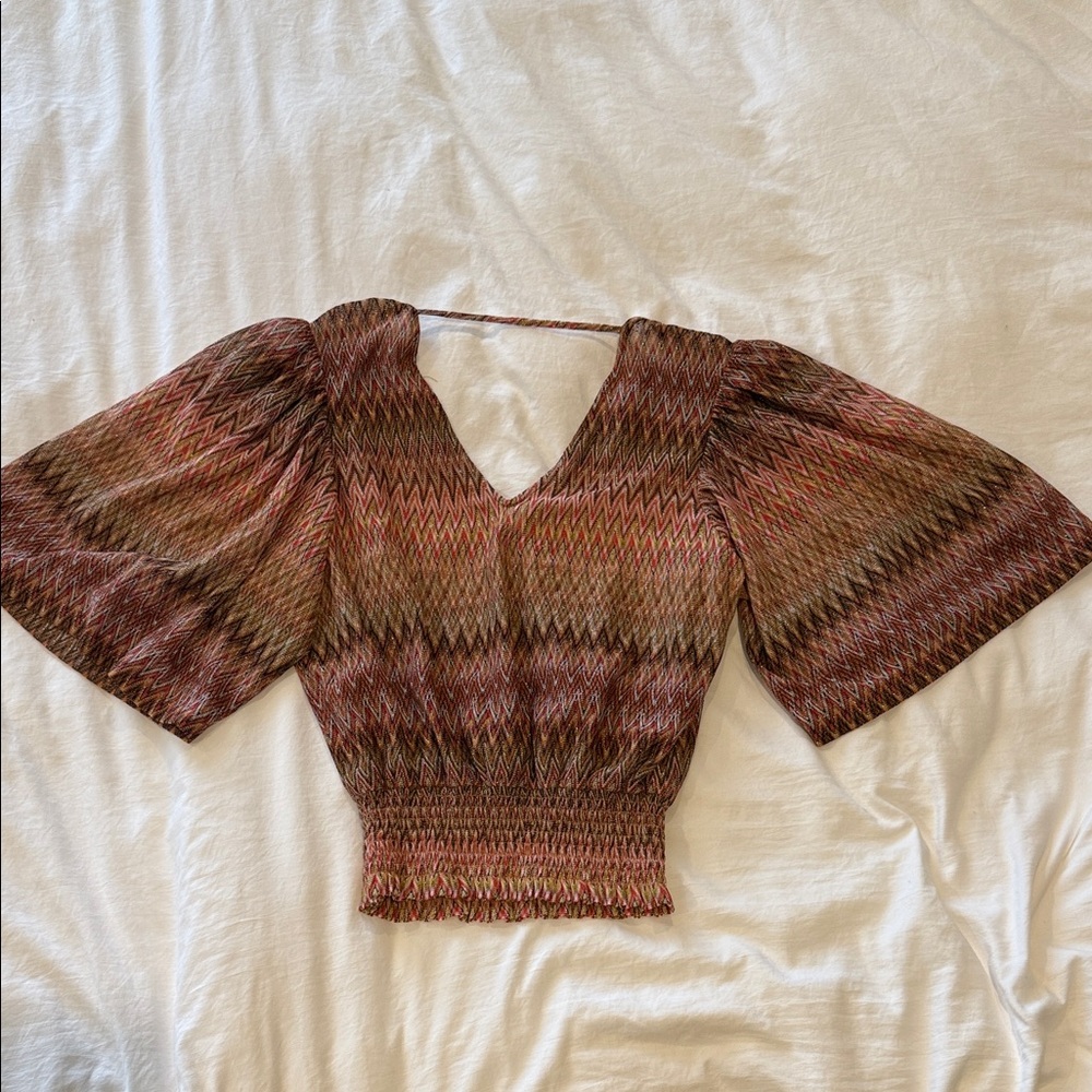 Ramy Brook Chevron Retro Bell Sleeves Knit Top